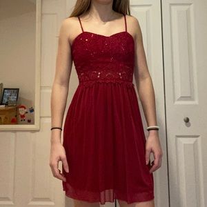 Red mini dress